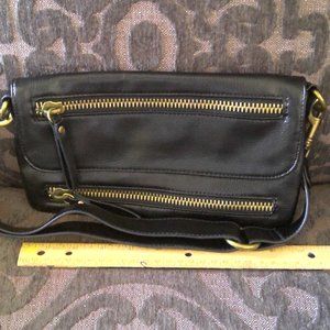 Sm Vegan Crossbody 3 Ways Black Chunky Zipper Bag